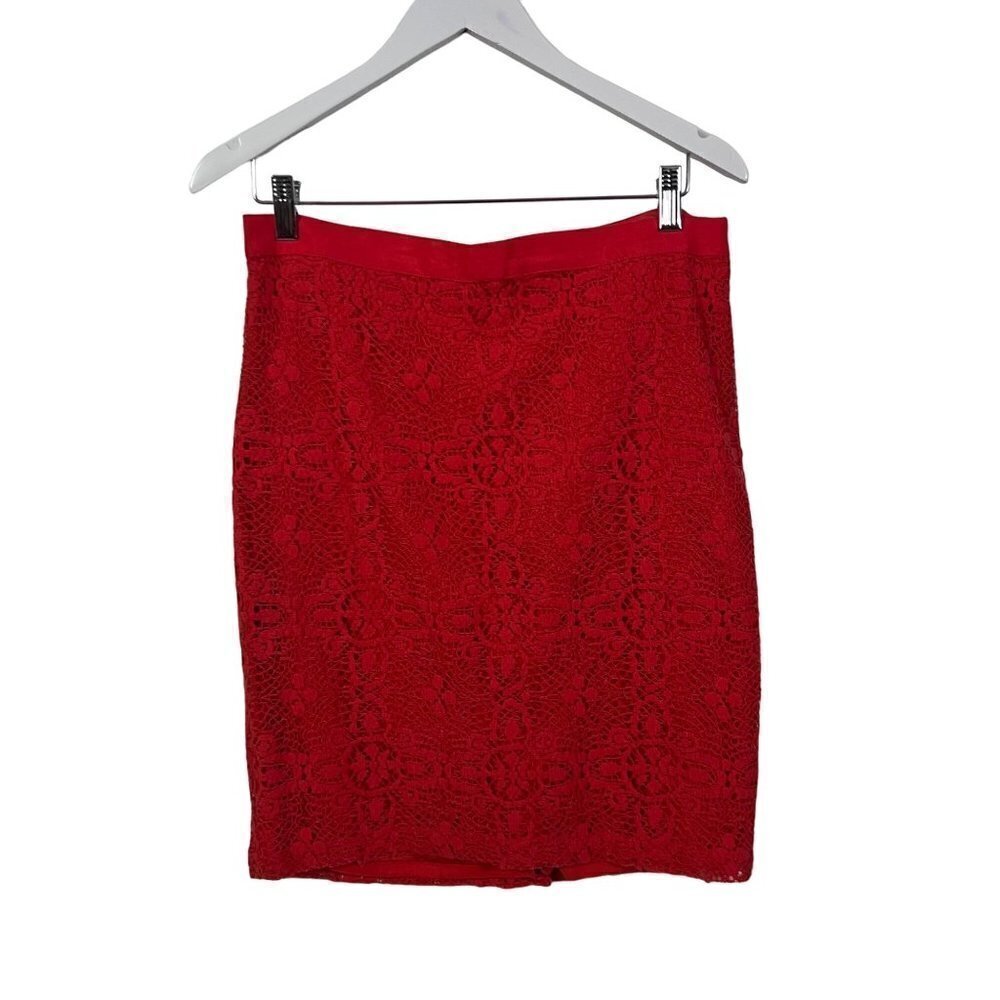 THE Limited Red Lace Pencil Skirt Above Knee Side Zipper Lined size 8